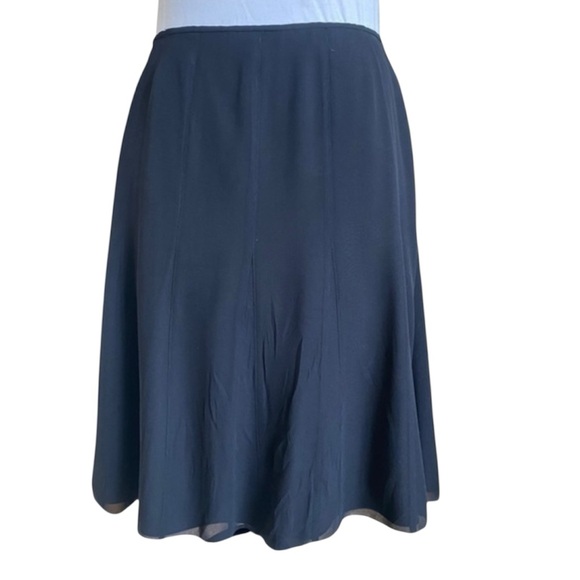 Ann Taylor Black Silk Chiffon A-Line Sheer Mini Midi Flowy Skirt Size 10… - Picture 1 of 14
